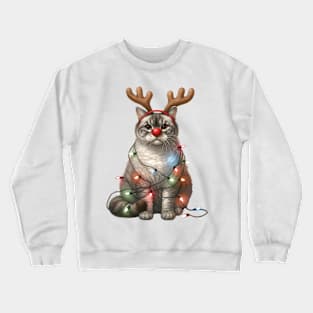 Christmas Red Nose Manx Cat Crewneck Sweatshirt